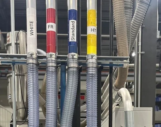 Labelled colour markers identifying pipes