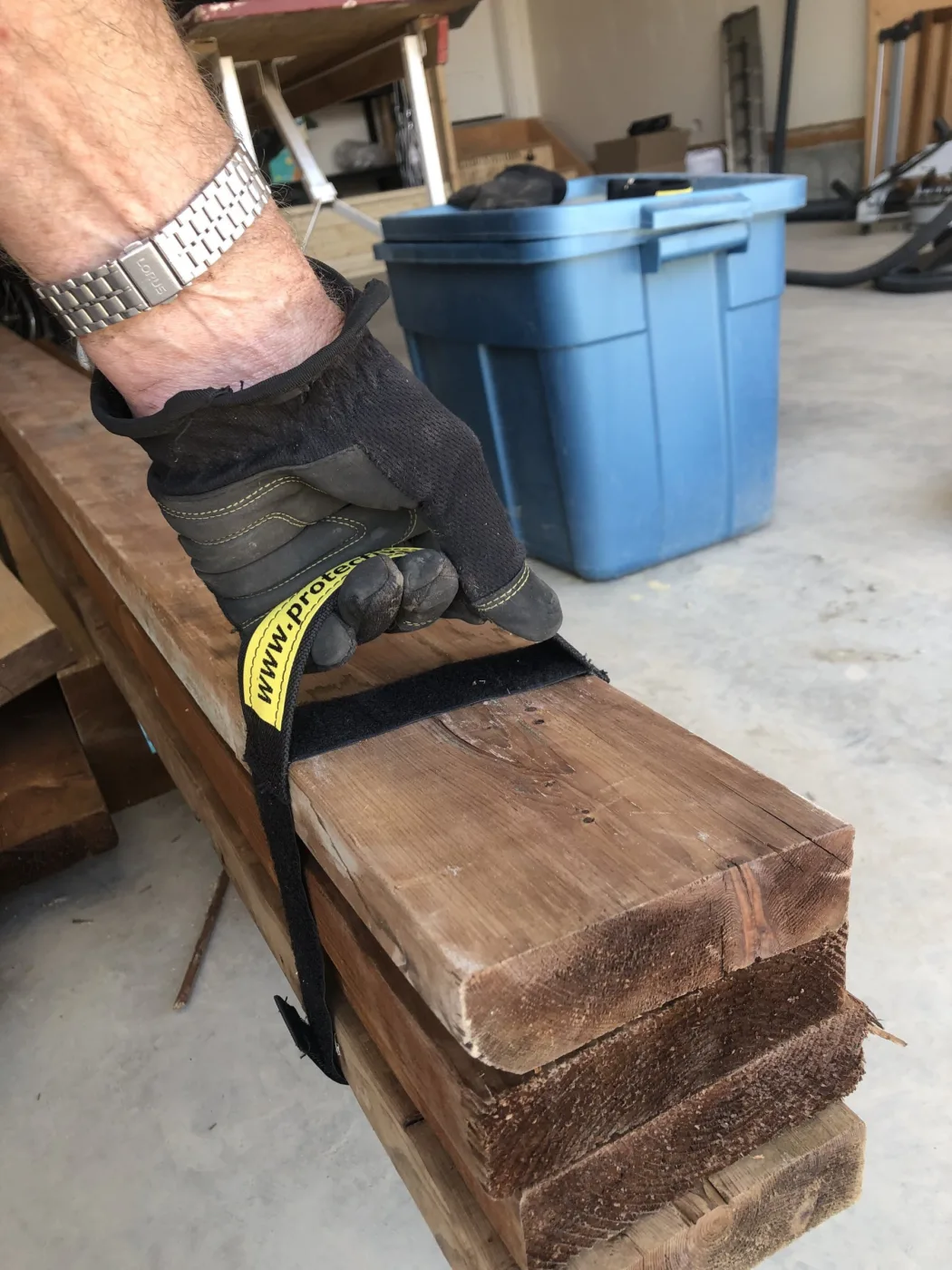 Carrying a stack of lumber with a Handy Handle